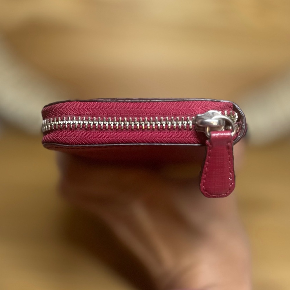 Coach Darcy Shiny Saffiano Leather Long Zip Around Wallet F50438 Fuchsia - Picture 6 of 13